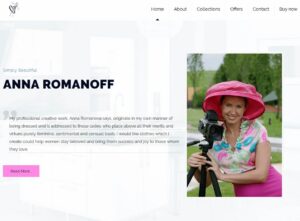 Anna Romanoff fashion designer website homepage