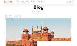 Happy Buddha blog page with a photo of the Red Fort in Delhi
