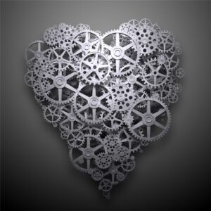 Heart shape made of interlocking metal gears