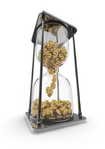 Hourglass filled with gold coins