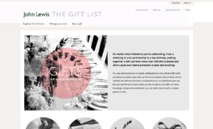 John Lewis gift list website design