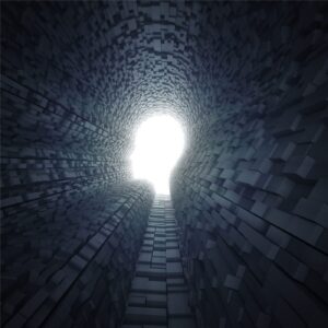 Bright light at the end of a dark brick tunnel