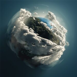 Planet Earth wrapped in swirling clouds
