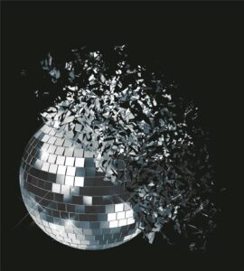 Disco ball shattering into fragments