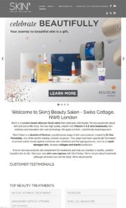 SKIN3 beauty website with product shop pages